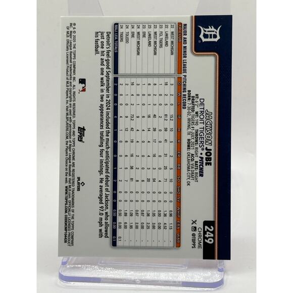 2025 Topps Chrome Jackson Jobe Rookie Orange Geometric Refractor 8/25 SP Tigers - Picture 2 of 2